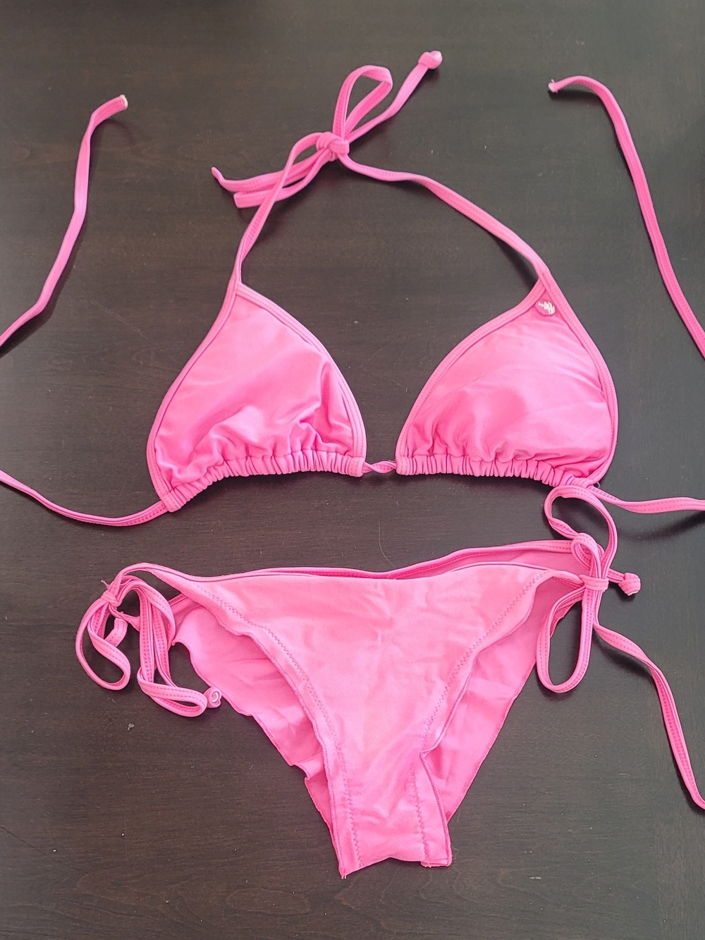 Y2K Bamboo ISLAND Pink String Triangle Bikini Set